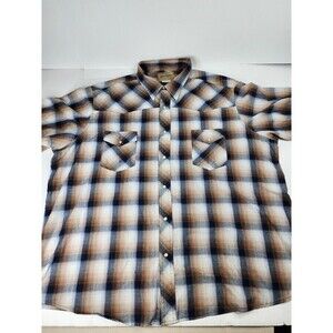 Wrangler Wrancher Western Pearl Snap Button Shirt Men's Size 3XL‎ Cowboy Rodeo